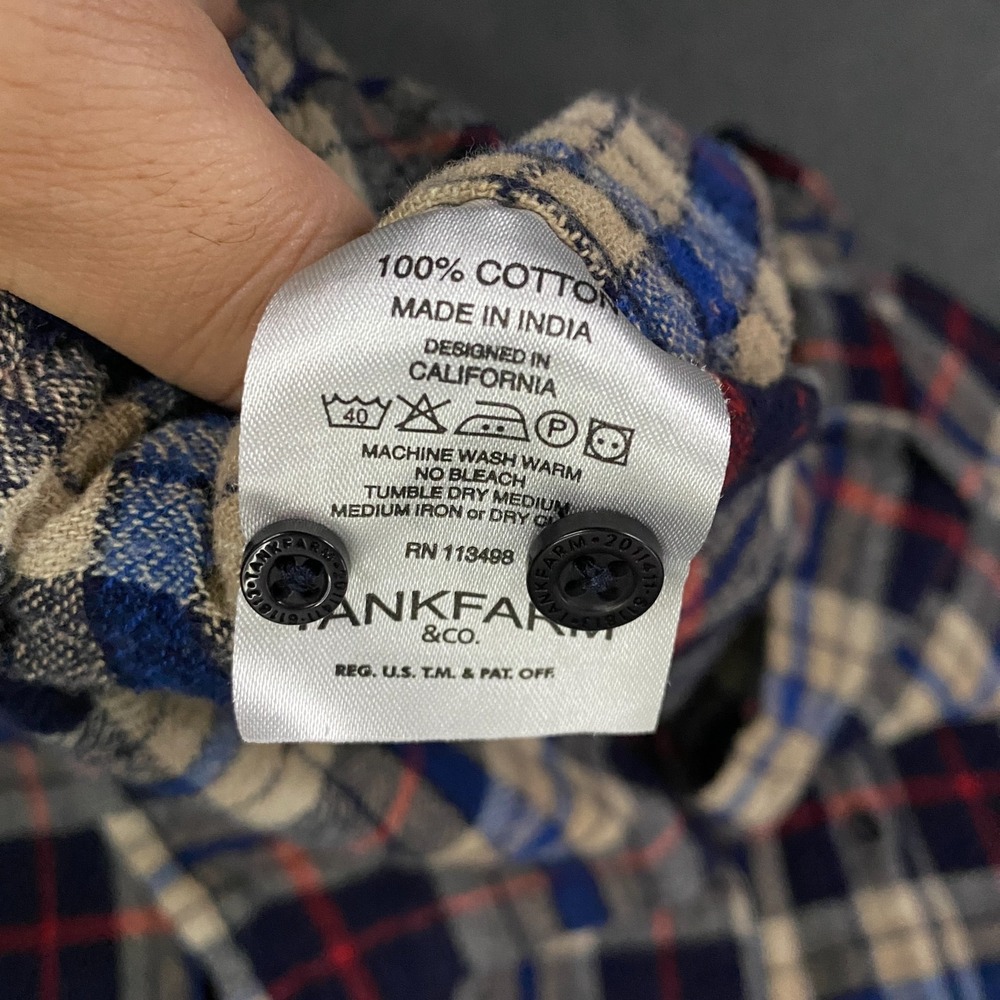 Tank Farm & Co Set of 2 Shirts Mens Medium Slim Flannel Button Up Plaid Cotton - Picture 7 of 11
